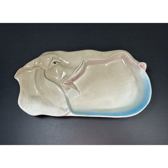 Vintage Fitz and Floyd Ceramic Elephant Trinket Dish Vanity Tray  From 1976 - 9” - Picture 6 of 12